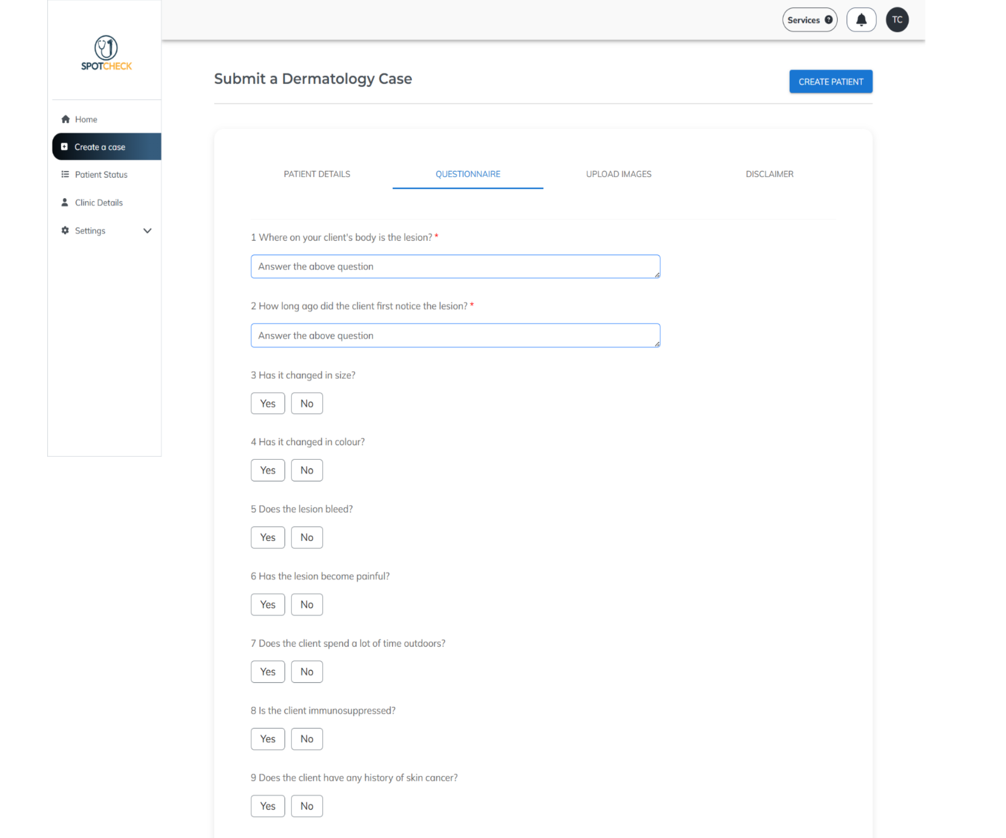 Platform Dashboard Dermatology case